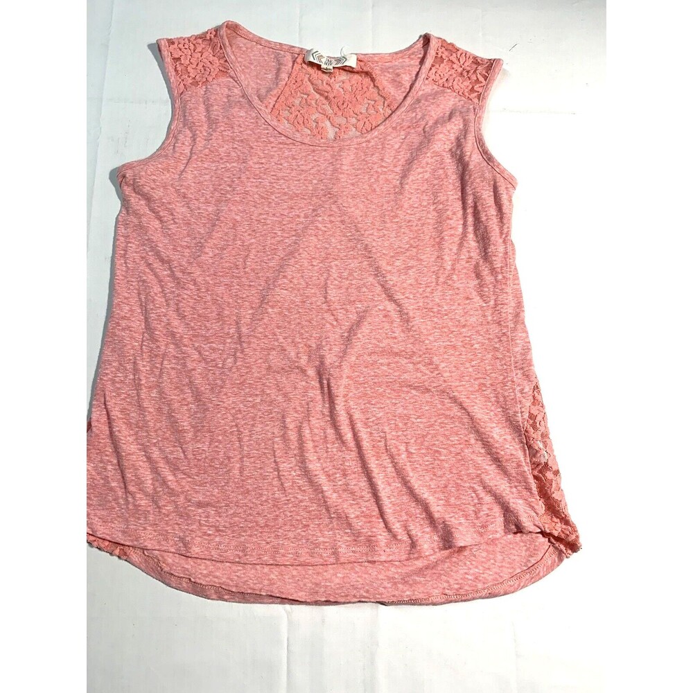 Pink Rose Heather Pink Tank Top Women's L Racerback Pink Lace